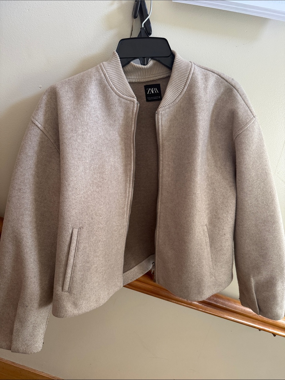 ZARA Neutral Cream Bomber Jacket